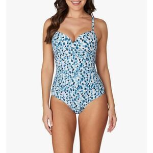 NipTuck Swim Isla C/D Cup Underwire One Piece Swimsuit size 8 Blue Resort Cruise